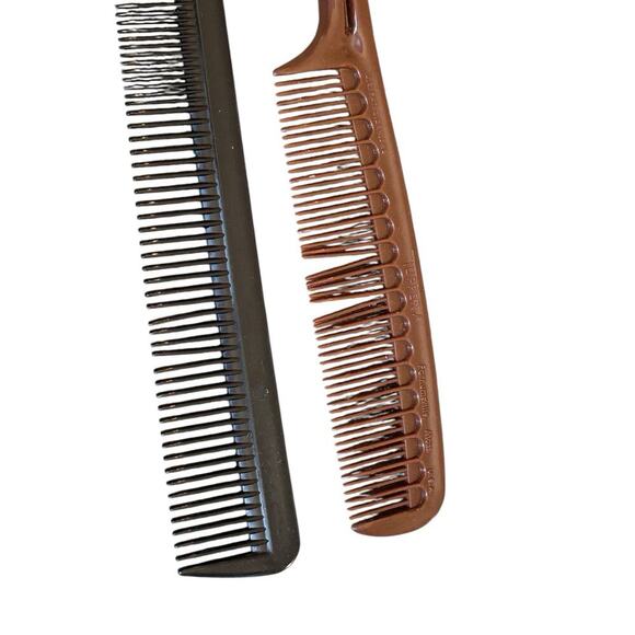 Tupperware Brown Comb Hair Teaser Rat Tail and 4 Black Pocket Combs Vintage - Picture 7 of 13